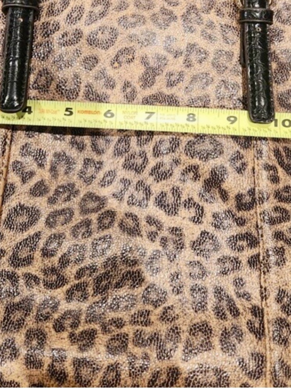 Ann Klein Vegan Leather Leopard Print Tote with Black Patent Straps - Picture 5 of 7